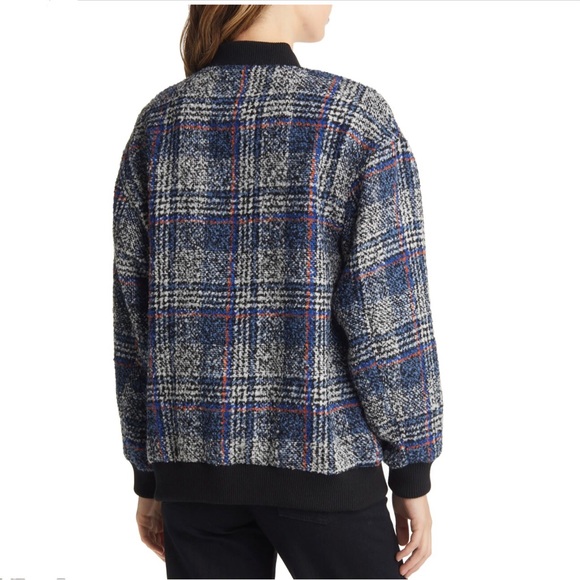 Avec Les Filles Blue Plaid Bomber Jacket NEW never worn - Picture 5 of 12